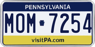 PA license plate MOM7254