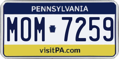 PA license plate MOM7259