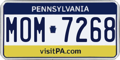 PA license plate MOM7268