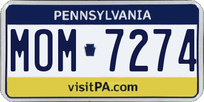 PA license plate MOM7274