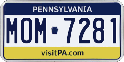 PA license plate MOM7281