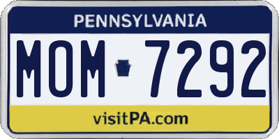 PA license plate MOM7292