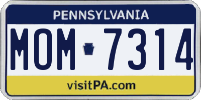 PA license plate MOM7314