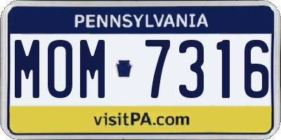 PA license plate MOM7316