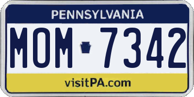 PA license plate MOM7342