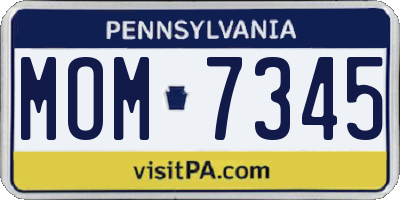 PA license plate MOM7345