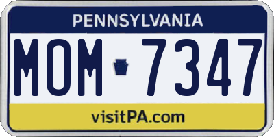 PA license plate MOM7347