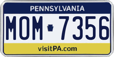 PA license plate MOM7356