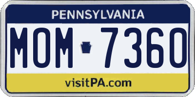 PA license plate MOM7360