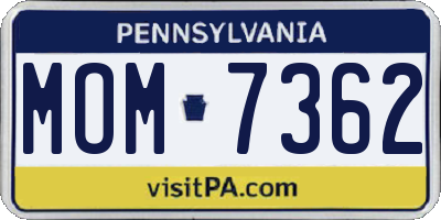 PA license plate MOM7362