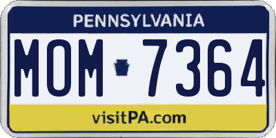 PA license plate MOM7364