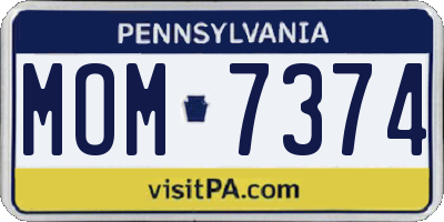 PA license plate MOM7374