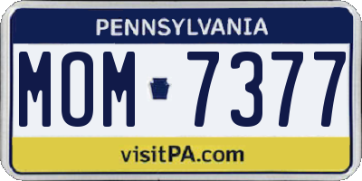 PA license plate MOM7377