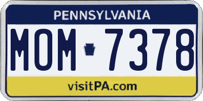 PA license plate MOM7378