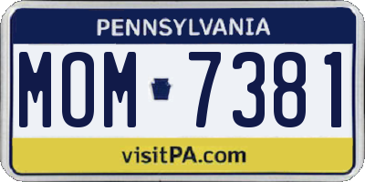 PA license plate MOM7381