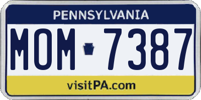 PA license plate MOM7387
