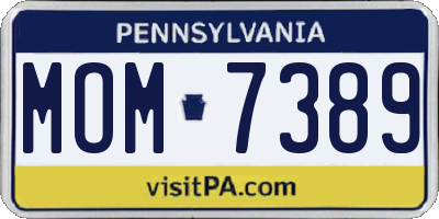 PA license plate MOM7389
