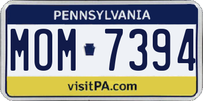 PA license plate MOM7394