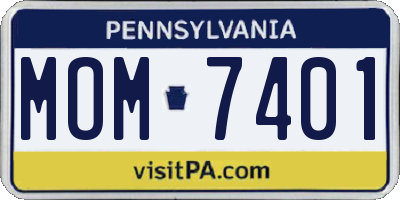 PA license plate MOM7401