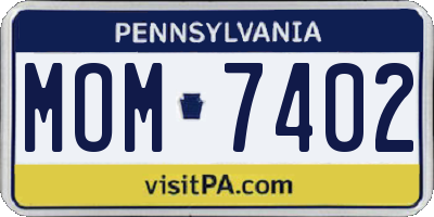 PA license plate MOM7402
