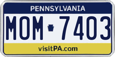 PA license plate MOM7403