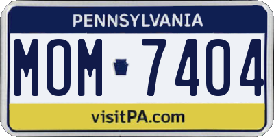 PA license plate MOM7404