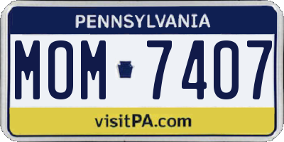 PA license plate MOM7407