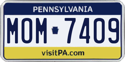 PA license plate MOM7409