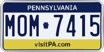 PA license plate MOM7415