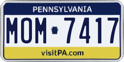 PA license plate MOM7417
