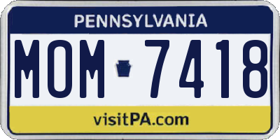 PA license plate MOM7418