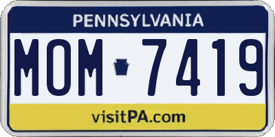 PA license plate MOM7419