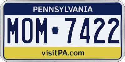 PA license plate MOM7422