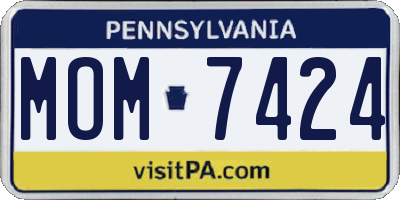PA license plate MOM7424