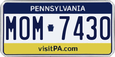 PA license plate MOM7430