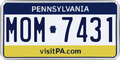 PA license plate MOM7431