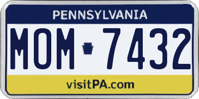 PA license plate MOM7432