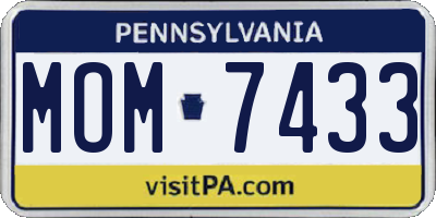 PA license plate MOM7433