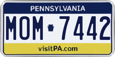 PA license plate MOM7442
