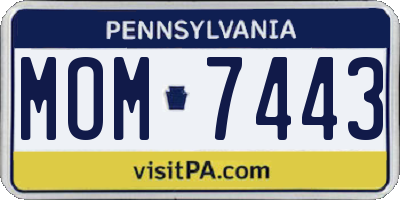 PA license plate MOM7443