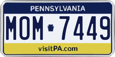 PA license plate MOM7449