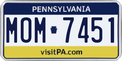 PA license plate MOM7451