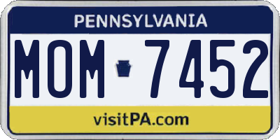 PA license plate MOM7452