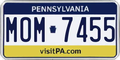 PA license plate MOM7455