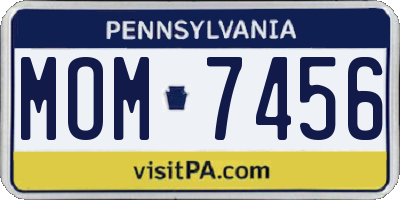 PA license plate MOM7456