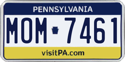 PA license plate MOM7461