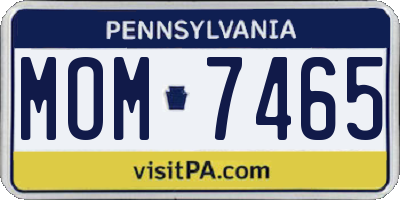 PA license plate MOM7465