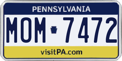 PA license plate MOM7472