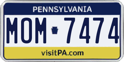 PA license plate MOM7474