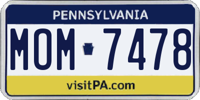 PA license plate MOM7478